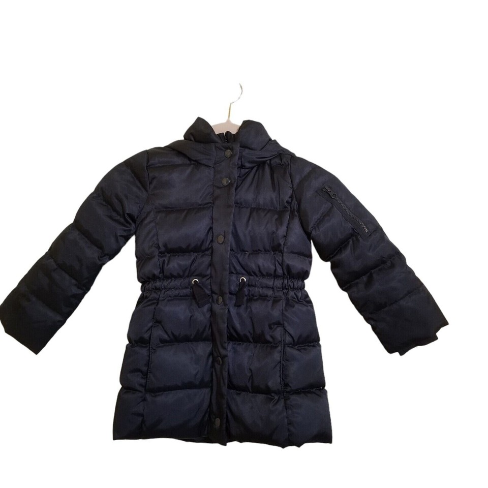 Gap Girls Down Puffer Jacket Coat XS Blue Hooded Faux Fur Trim eBay