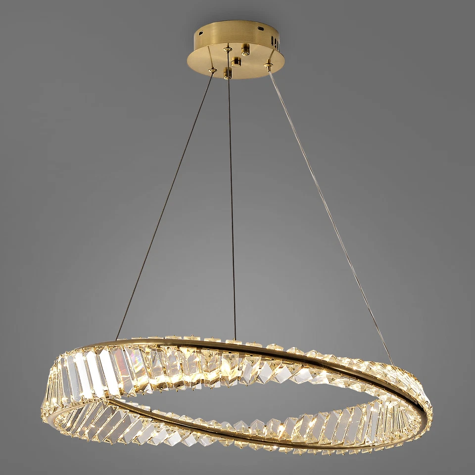 LAMQEE Modern Crystal Chandelier LED Ring Pendant Lighting Adjustable Ceiling Light