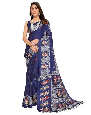 Women's Woven Latest Art Silk and Tassels Saree with Unstitched Blouse Material
