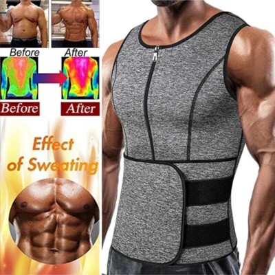 Men Sauna Vest Body Shaper Waist Trainer Back Support Belly Fat Burners Gym  Tops
