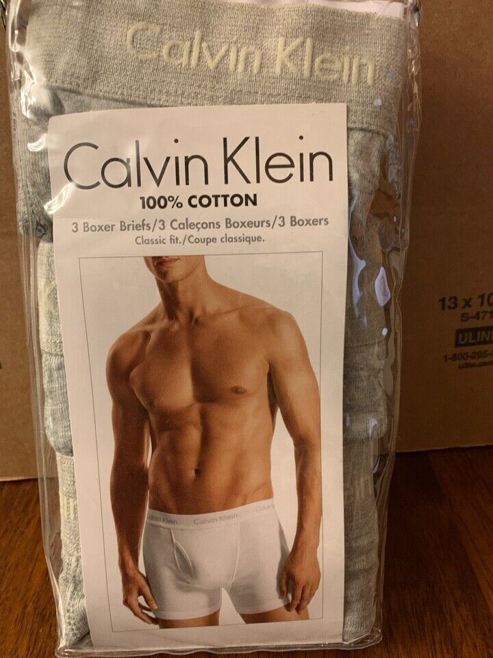 Calvin Klein Mens Boxer Briefs Classic Fit 3 PACK Grey S