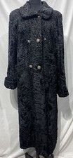 Black Persian Lamb Coat Buchara Wing Collar Belt (8144)