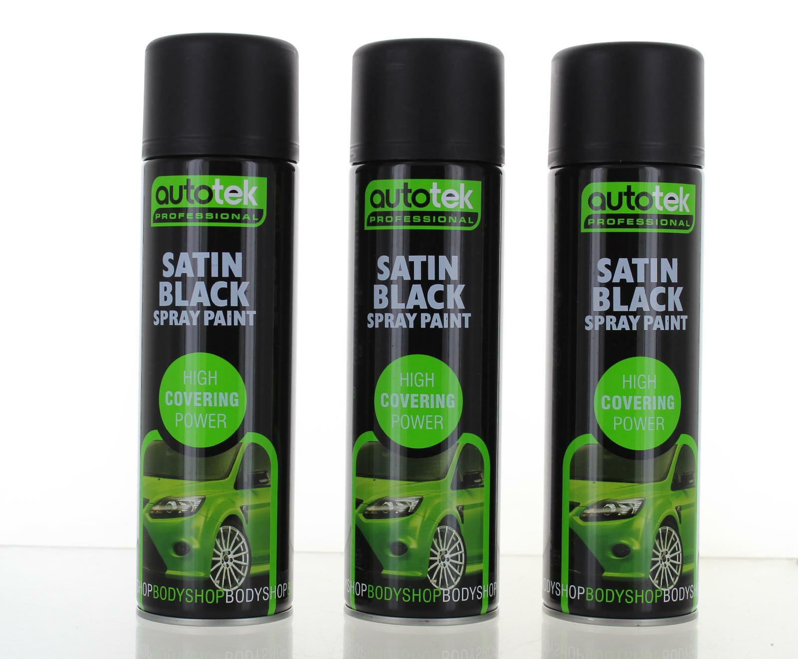 Autotek 500ml Satin Black Aerosol Spray Paint 3 Different Pack Sizes eBay