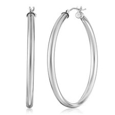 Sterling Silver Round Snuggable Huggie Hoop Earrings, Diameter 15mm