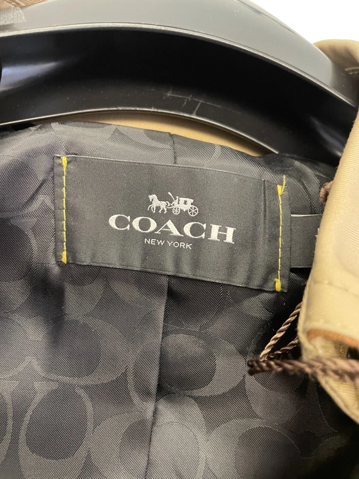 Coach F33870 trench corto leopardato donna XS classico kaki cintura manica lunga