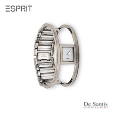 Esprit Damen Stahl zweifarbig, weißes Zifferblatt | Hartes Mischarmband und Mesh