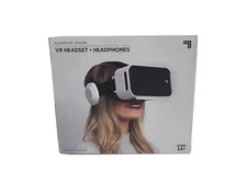 VR Virtual Reality Headset With Built-In Headphones Sharper Image White/Black