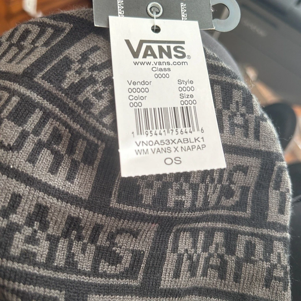 Vans Napapijri Gorro Tejido Puño Alto Lana Unisex Negro/Gris/Turquesa Nuevo con Etiquetas Foto 4 de 4