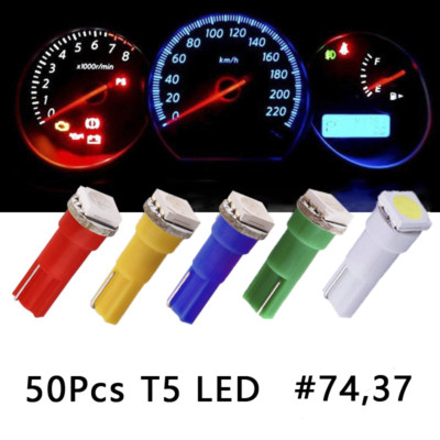 50Pcs T5 74 37 LED Intrument Dash Indicator Light Bulb Panel Gauge Cluster lamps