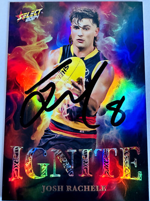 Josh Rachele HAND SIGNED Adelaide 2024 Select Footy Stars IGNITE Card ...