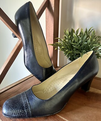 VERO CUOIO Blue Leather Perigi Women Heels EUR 42 Made In
