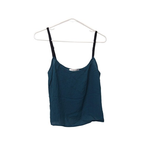 Sandro Paris Womens Crop Top 2/M Cami Tank Teal Blue Chiffon