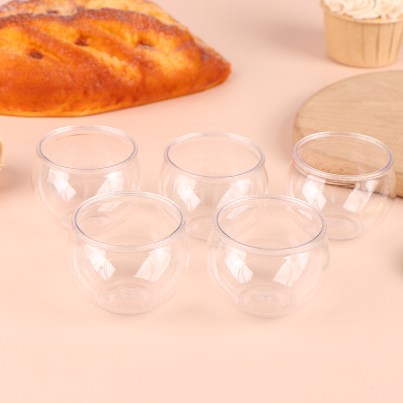 5Pcs Round Transparent Dessert Cups For Party Yogurt Plastic Baking