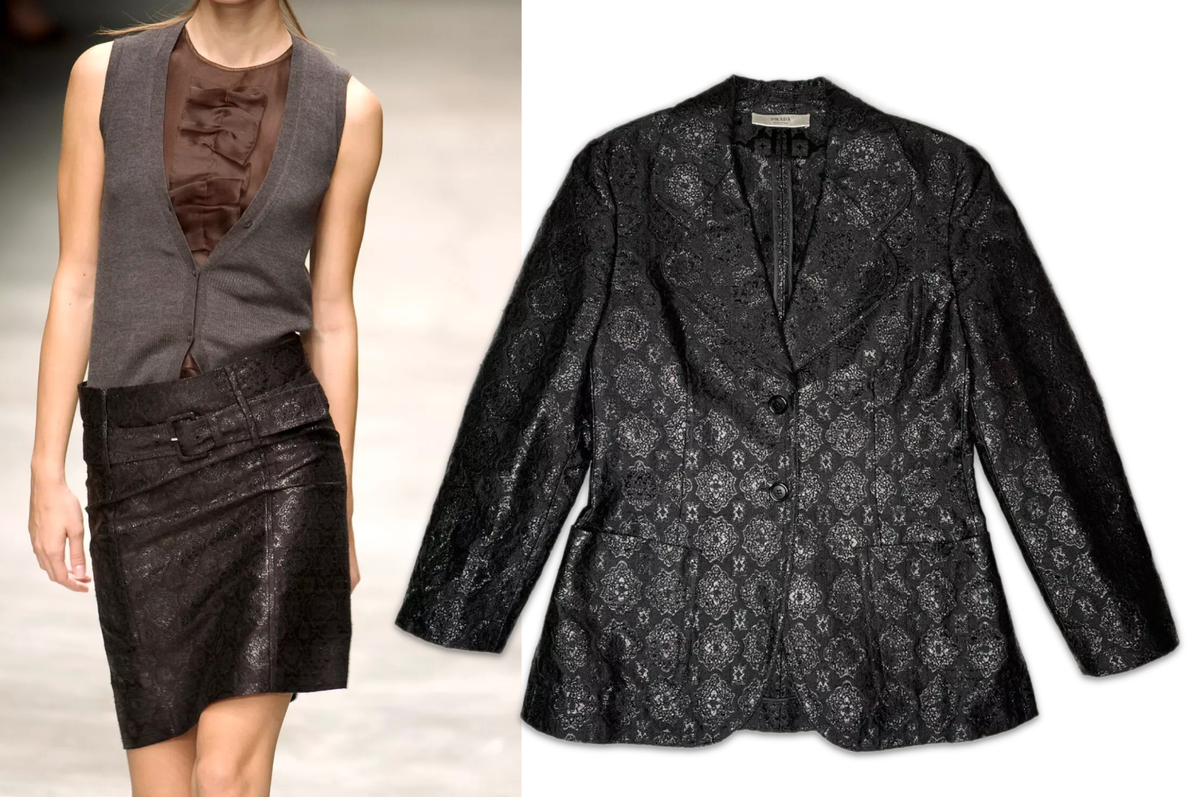 Prada Vintage Archive Spring 2002 Black Brocade Blazer Prada Vintage Archive Spring 2002 Black Brocade Blazer
