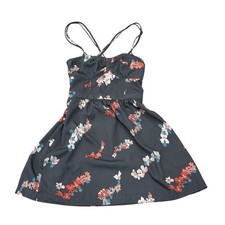 American Eagle 2 Corset Dress Strappy Gray Floral Boho Cottage Coastal Whimsy