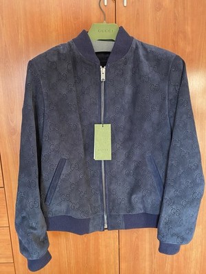 gucci ネイビー ジップアップジャケット Gucci logo-print zip-up Hoodie | Blue | FARFETCH JO