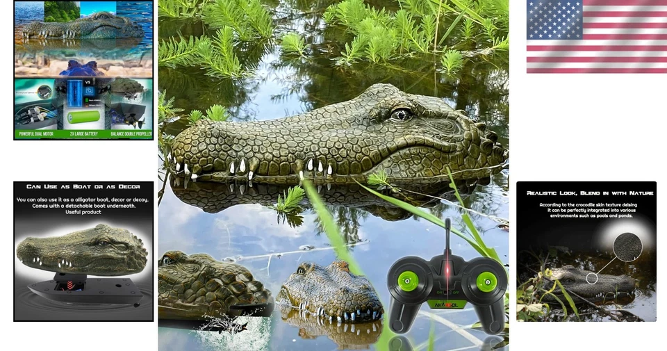 Rechargeable RC Alligator Head Boat - Perfect for Pools and Lakes, Prank Fun - Image 2 of 4