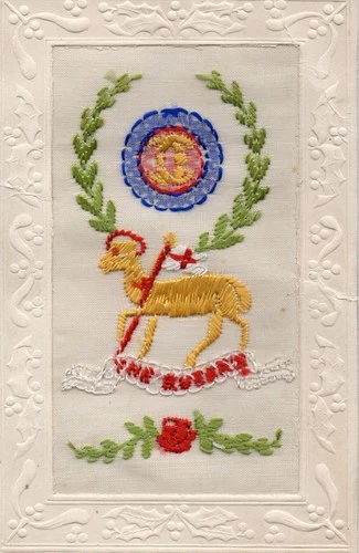 QUEEN'S ROYAL WEST SURREY REGIMENT: WW1 EMBROIDERED MILITARY SILK POSTCARD