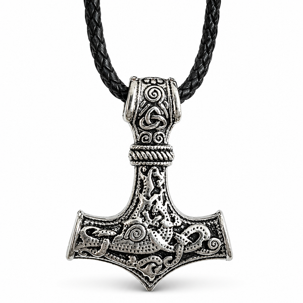 Thor Hammer Midgard Schlange AnhäNger Jormungand Wikinger Nordisch Mjolnir Am...-image