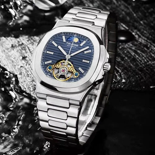 42MM TEVISE Automatic Tourbillon Men's Watch Waterproof Stainless Luminous NEW