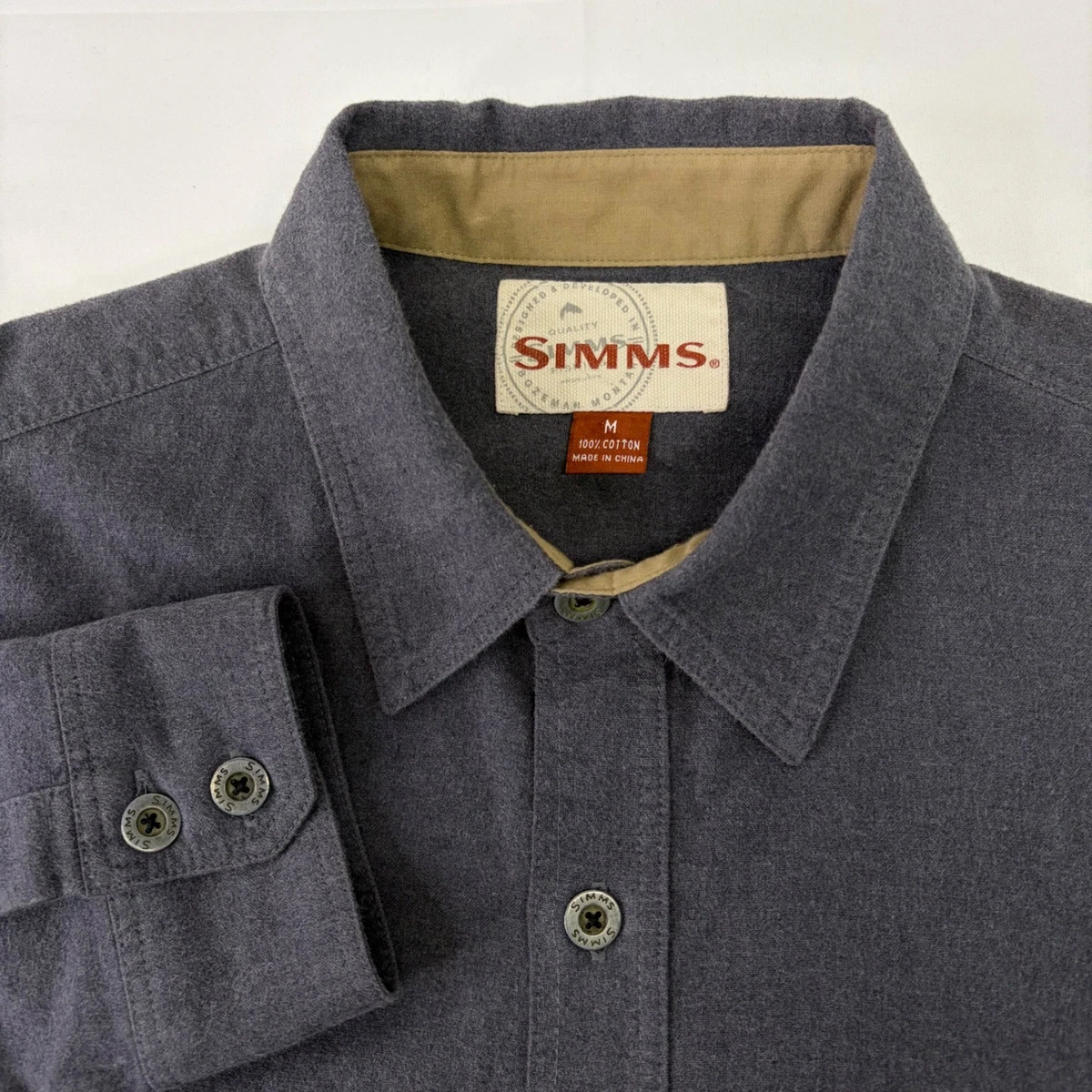 Chemise Simms Sportsman Homme Manches Longues - Bleu/Gris - Taille 2XL - Pêche