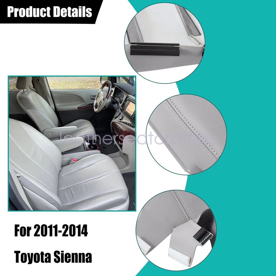 Cubierta de asiento inferior gris para Toyota Sienna LE XLE CE 2011 2012 2013 2014 Foto 4 de 4