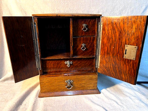 Antique Tobacco/Pipe Quarter Sawn Solid Oak Chest, 12 1/2 lbs,4 drawers, Used