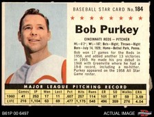 1961 Post Cereal #184 Bob Purkey Perforated Reds 8 - NM/MT