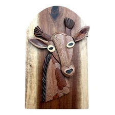 CARVER DAN’S Giraffe Hand Carved Wooden Hidden Compartment Puzzle Box