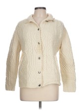 Vintage Ralph Lauren Aran Hand Knit 100 Wool Nordic Snowflake Cardigan Womens L