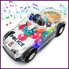 Coche Policía Transparente Luces LED Música Juguete Educativo Niños
