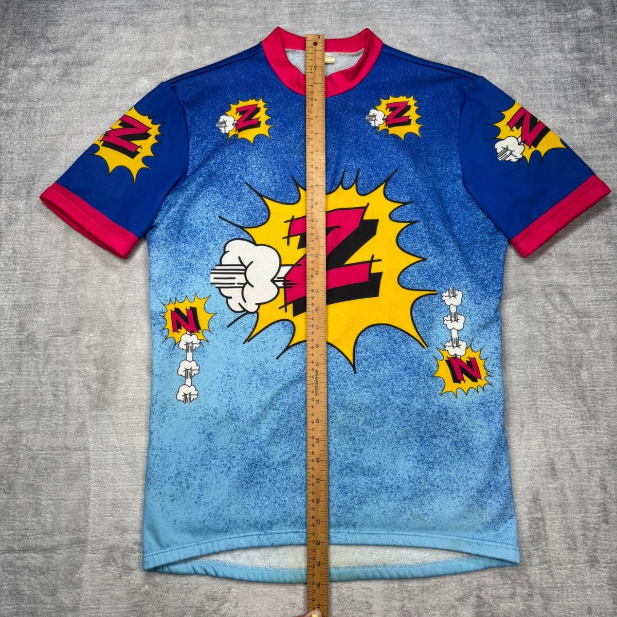 Bottecchia サイクルジャージ イタリア国旗デザイン Vintage Cycling Jersey Mens Large Blue Peugeot Italian 80s Comic