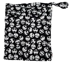AlvaBaby Wet/Dry Waterproof  Reusable Bag 2 Zipper Pockets Jack Skellington Look