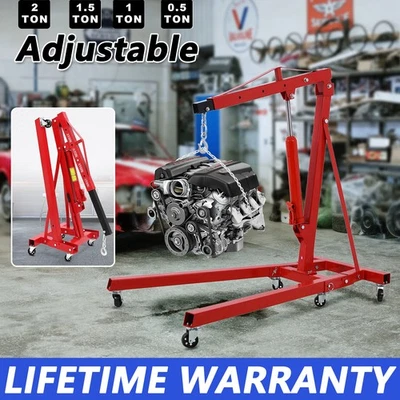2 Ton Heavy Duty Hydraulic Folding Engine Motor Crane Stand Hoist Lift Jack UK - Image 1 of 4
