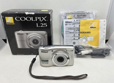 Nikon Coolpix L25 Silver 10MP Digital Camera 5x Zoom Compact - Tested