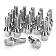 M12x1.25 Lug Bolts Set 20pc 28mm Shank Alloy Steel Silver 17mm Hex Compatible