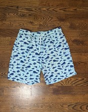 Peter Millar Men's Swim Trunks Seaside Collection, Blue Fish Print, XL