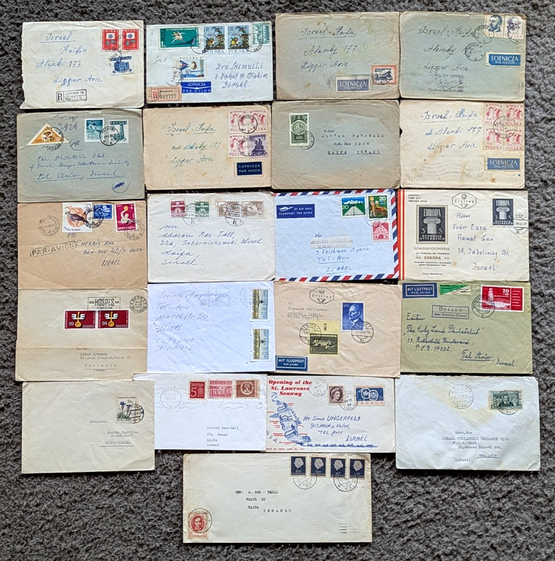 24 COVERS TO ISRAEL- POLAND, ROMANIA, SWISS, AUSTRIA, GERMANY, ITALY, DENMARK.