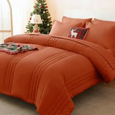 CozyLux King Size Comforter Set - 7 Pieces Bed in a Bag Terracotta Comforters