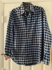 Camicia uomo Robert Graham Med 100% cotone polsino ribaltabile bottoni fantasia contrasto