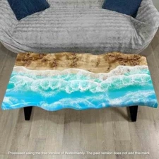 Ocean Wave Epoxy Resin Top Dining Table Luxury kitchen & Countertop Wooden Decor