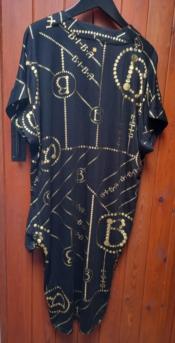 Biba black outlet and gold dress