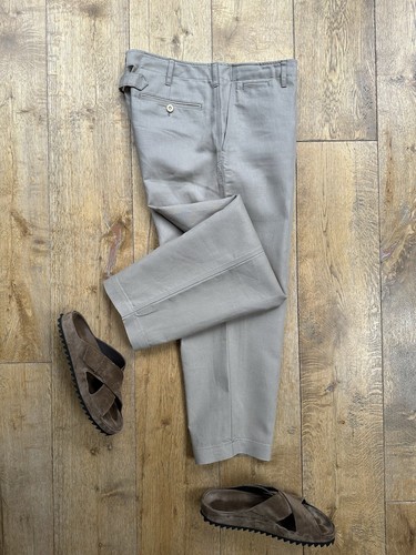 Sacai Linen Cotton Cinch Back Cropped Loose Tapered Trousers Size 3 Worn Twice - Picture 2 of 16