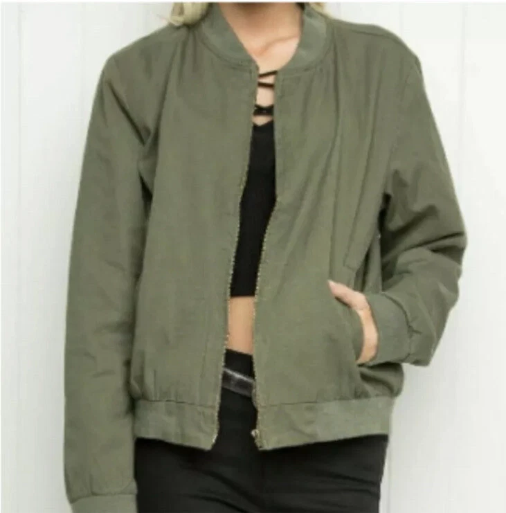 Brandy melville green bomber jacket clearance