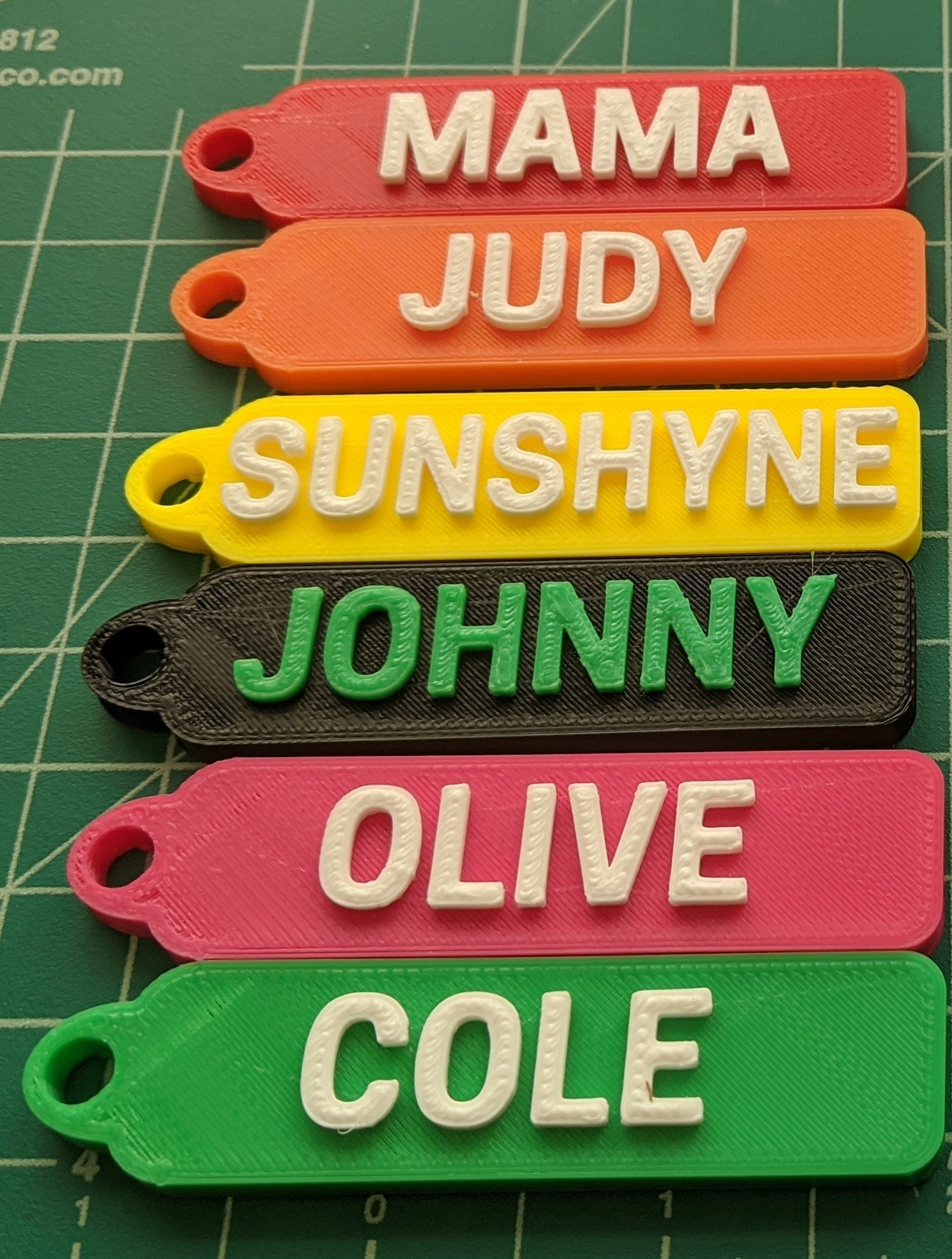 Custom 3D printed Keychain Luggage Tag Backpack zipper pull name raised
