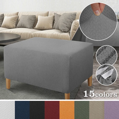 Fußhocker Stretch Bezug Hocker Ottomane Aufbewahrung Sofa Schonbezug Rechteck Schutz - Bild 1 von 40