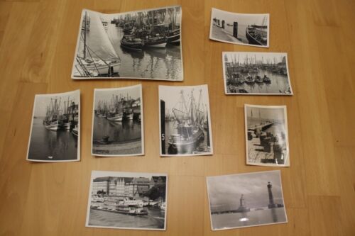 9 Fotos Photos SW Konvolut AD alte Schiffe Segelschiffe Frachter Hafen Strand