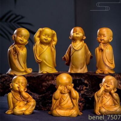 1PC Boxwood Carved Handlebars Three-step Monk Carving Crafts Zen Decoration