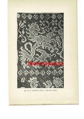 Flache Stopfung auf quadratischem Netz, Kunst in Handarbeit, Buchillustration (Druck), 1900