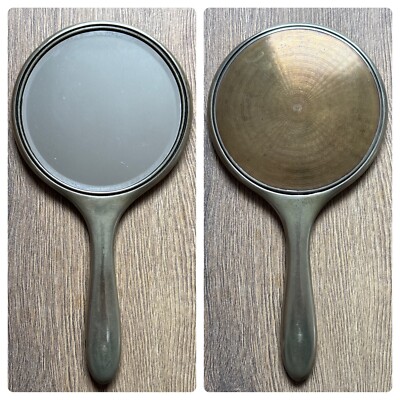 Vintage Beautiful Hand Mirror With Enamel Engine Turned Back? See Description V2